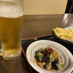 岩見沢温泉 ほのか - ポテトフライ　油淋茄子　ビール