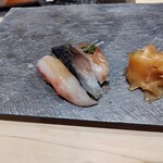 銀座のみこ寿司 - カンパチ、しめ鯖、鯵