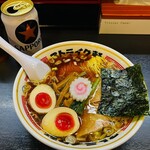 ストライク軒 - ストレート並+味玉+缶ビール