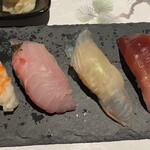 和食 三拍子 藤沢店 - 握り　７貫　イカ　海老　中トロ　ウニ　カッパ他