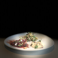 Trattoria Tabule - ①【前菜3種盛り】
                    A：ひよこ豆のフムス（ペースト）
                    B：シグニチャータブレ（サラダ）
                    C：鰹の藁焼きとビーツのカルパッチョ