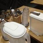 エリックサウス 虎ノ門ヒルズ店 - テーブルにあるお水、カトラリー、トッピング