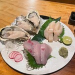 地酒と貝料理 海鮮浜焼き 浜や - 刺身3種盛り