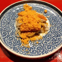蕎麦割烹 橙 - 蕎麦・カラスミスライス炙りとパウダー