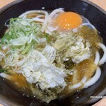 気比そばあまの - おぼろうどん¥400- ＋生玉子 ¥50- (2024/08/09)