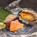 旅館 神仙 - 造里（鮑・カンパチ・サクラマス）