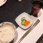 旅館 神仙 - 食事（五ヶ瀬ひのひかり・香物・赤だし）