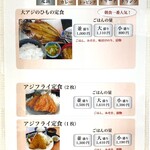 シーサイドスパ マリーナ展望レストラン - 壁貼りメニュー(アジ料理)