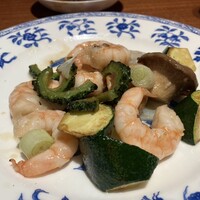 老四川 飄香小院 - エビと季節野菜の塩味炒め