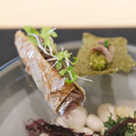 Simplicité - ランチコース 12100円 の熟成鰯／自家製アンチョビ