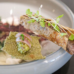 Simplicité - ランチコース 12100円 の熟成鰯／自家製アンチョビ