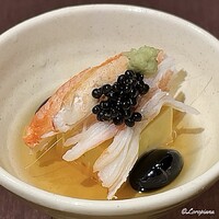 お料理 七草 - 玉蜀黍豆富に黒豆､ずわい蟹の脚肉の剥き身にキャビア