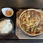 白山峠茶屋 - 料理写真:白飯セット(煮込みうどん 大滑なめこ)¥1,100
