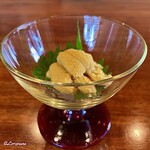 千陽 - 朝獲れのキタムラサキ海胆の造り