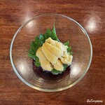 千陽 - 朝獲れのキタムラサキ海胆の造り