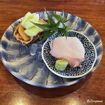 千陽 - 朝獲れ天然物の海鞘と糠塚きゅうりと幸神目抜の造り