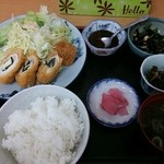 Hanamura - 2014.04今日のランチ（480円）鶏チーズ大葉巻き