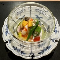 蓬左茶寮 - 海老、オクラ