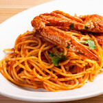 スパゲッティ 渡り蟹のトマトソース