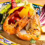 天使海老と帆立の炭火焼き アンチョビバターソース