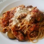 スパゲティボロネ―ズ　本日は春らしく筍が入ってます