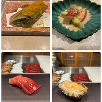 鮨 にっこ - おまかせ１２０００円。△鰻と茄子の春巻き◇桃と水茄子の胡麻和え◎中とろ◯床節。中とろは安定してレベルの高さです。ブルーチーズ入りの春巻きは、鰻との相性が…