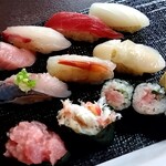 鮨まさ - 特に中トロのねっとり感、ネギトロ軍艦の甘み、ホタテの柔らかさが美味しかったです♡卵焼きも甘めで好みでした♪