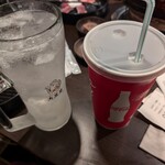 成吉思汗 大黒屋 - 私の２杯目は、メガレモンサワー(880円)・兄ぃの２杯目はメガコーラ(539円)を…
