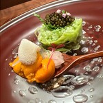 KOBAYASHI - メニューにはボタン海老の紹興酒漬けとありましたが、明らかに生ウニとキャビアが主張しておりましたヾ(≧▽≦)ﾉ