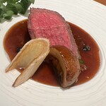 KOBAYASHI - 部位はカメノコ。ブラックビーンソースとの相性も抜群