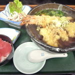 お福さんのひっぱりうどん - 海鮮天うどん￥１２８０