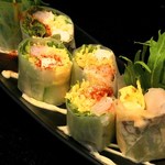 Shrimp mentaiko spring rolls