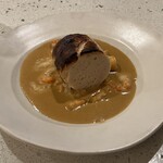 NALA - 前菜③玄界灘産魚のクネル(ムース)の薪焼き 小海老のアメリケーヌソース