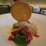 海鮮フランス料理 和楽 - 抹茶ムースとメープルシフォン　小豆アイスを載せて