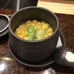 与五郎寿司 - とうもろこしとアスパラの茶碗蒸し