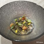 プチレストラン ブーケ・ド・フランス - あわびに蓴菜に胡瓜のヴィネーグル