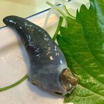 すし富 - 鮑のわた、(サービス)。げきうま。