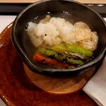 馬車道 大かわ - 鱧と湯葉万願寺の小鍋仕立て