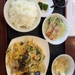 中華料理 秀林 - 豚肉、木耳の卵炒めセット