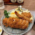 とんかつ屋 双葉 - 上ひれかつ定食、海老フライ、カニクリームコロッケ
