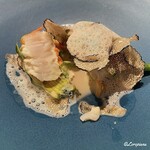 プチレストラン ブーケ・ド・フランス - 花ズッキーニの中にミキュイ仕立ての帆立貝柱