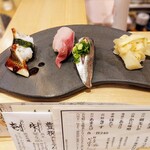 鮨と地酒 じょっぱり - 鰯，はまち，煮あなご