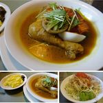 こうひいはうす - チキンスープカレーセット。サラダとターメリックライス付。こうひいはうす(札幌市)食彩賓館撮影