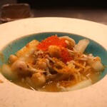 IZA - 小柱、冬瓜、しらす、鱒の卵の冷製カッペリーニ