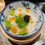 料理屋もり尋 - 新銀杏とからすみの飯蒸し
