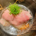 料理屋もり尋 - 佐賀牛ロース、とよみつひめの素揚げ