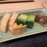 味感 ことほぎ - 自家製香の物　長芋　大根の皮　キュウリ　松茸の佃煮