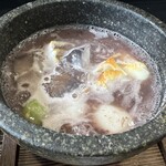 ノッキーカフェ+ - 石焼3種の餅ぜんざい