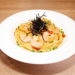 エビと本からすみの和風ペペロンチーノ