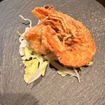 紅梅本楼 - 天使の海老のあひるの塩卵炒め かぼちゃムース添え
      